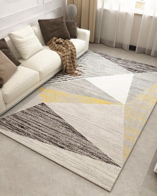 Nordic abstract geometric living room carpet with lines, coffee table and sofa blanket, decorative wall-to-wall bedroom carpet in stock.