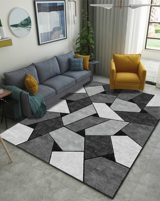 New autumn/winter geometric living room coffee table rug, bedroom bedside wall-to-wall carpet 3D printed rectangular bathroom doormat