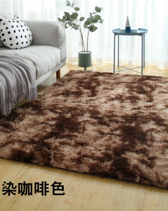 In stock simple modern long-haired living room and bedroom carpet 4.5cm Tie-Dyed Silk Wool Rug for Bedroom Bedside