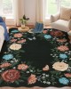 Cross-border Amazon vintage floral decorative rug, easy-care, non-slip sofa rug for large living room areas.