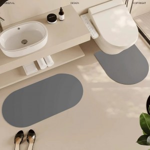 Cross-border modern minimalist solid color diatom mud carpet, absorbent and stain-resistant, household bathroom U-shaped toilet mat.