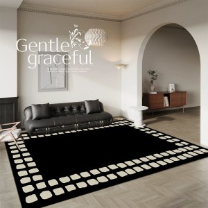 French carpets, living room coffee table and bedroom bedside black and white sofa rugs, premium luxury, stain-resistant, fragrant floor mats, in stock
