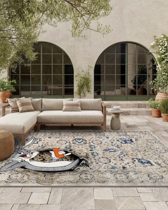 Cross-border cartoon Persian living room wall-to-wall carpet, non-slip and stain-resistant, outdoor terrace sofa blanket available for shipping