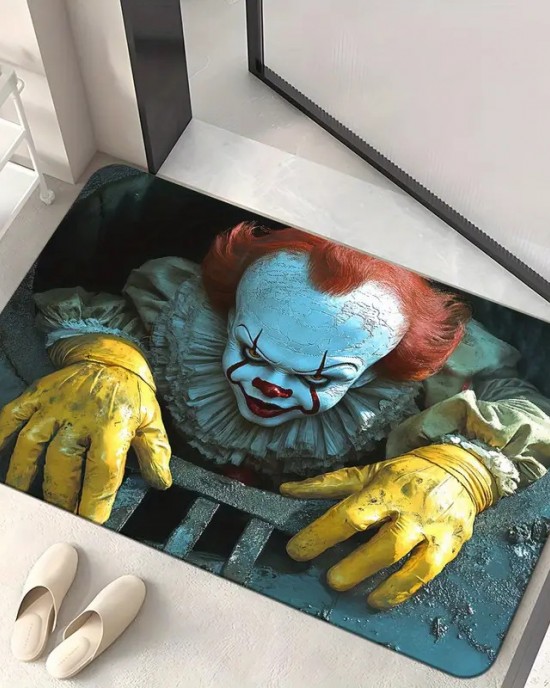 Cross-border Amazon TEMU Halloween clown series floor mat, wear-resistant, stain-resistant, and easy-care doormat for the entryway.