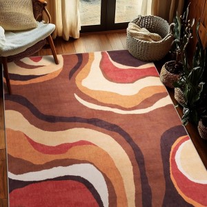 Cross-border Amazon abstract geometric print rug, non-slip, easy-care sofa coffee table mat for living room decoration.