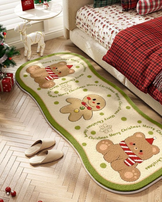 Cartoon Christmas series imitation cashmere bedroom decorative bedside blanket, home room cooling thickened carpet available for dispatch Cartoon Christmas series imitation cashmere bedroom decorative bedside blanket, home room cooling thickened carpet available for dispatch
