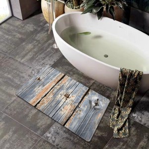 Cross-border retro imitation wood grain diatom mud floor mat for bathroom shower, non-slip, absorbent, and dirt-resistant entrance mat