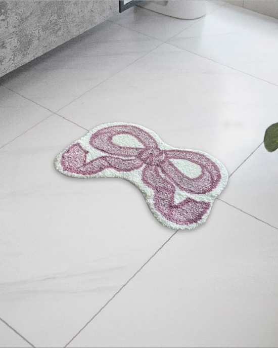 Amazon shaped bow faux cashmere floor mat, absorbent bathroom doormat, easy-care entrance doormat in stock.