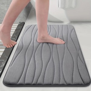 Wave-embossed coral fleece floor mats, absorbent bathroom doormats, wholesale
