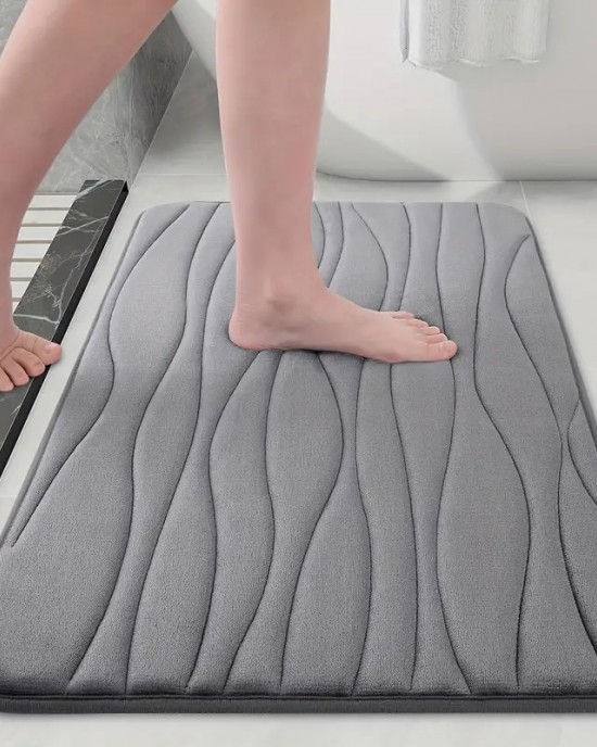 Wave-embossed coral fleece floor mats, absorbent bathroom doormats, wholesale