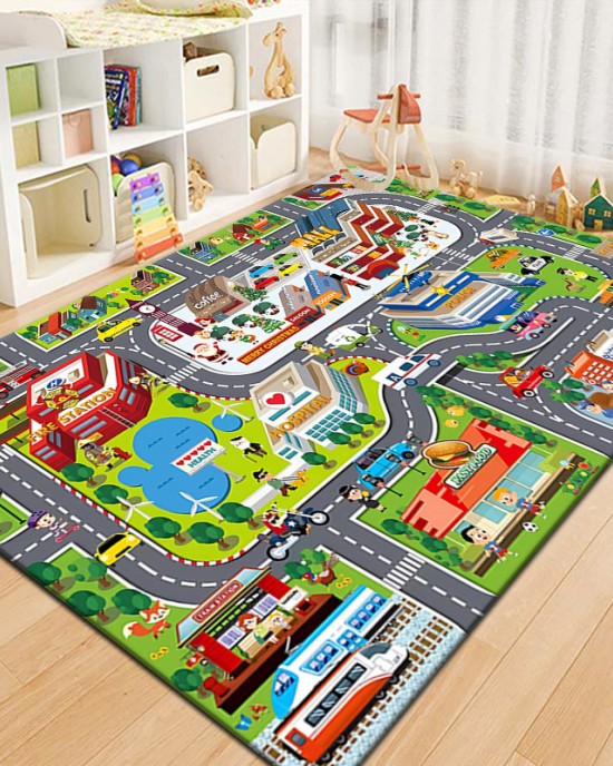 Creative cartoon educational, stain-resistant, and easy-care children's room carpet, car play mat, soundproof and cooling mat (shipping available)