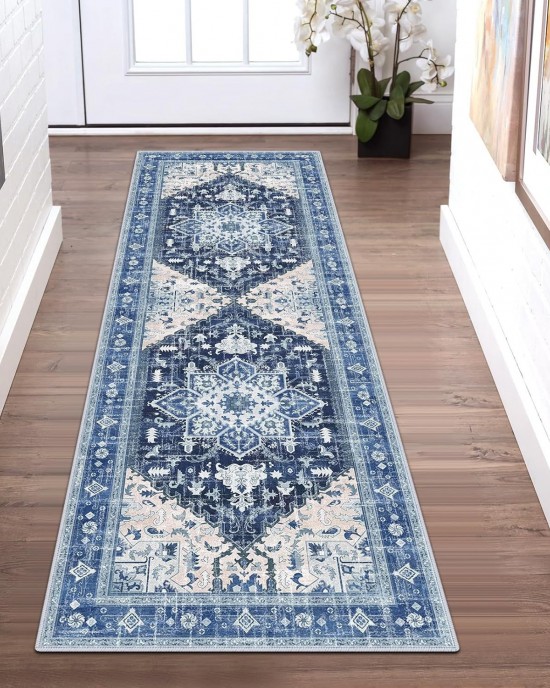 Cross-border TEMU Amazon vintage American hallway carpet, non-slip and stain-resistant, easy-care floor mat for living room and balcony