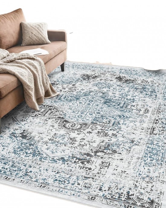 Cross-border TEMU Bohemian style carpet for home living room decoration, dirt-resistant, non-slip, and easy-care Coffee table rugs available for shipping.
