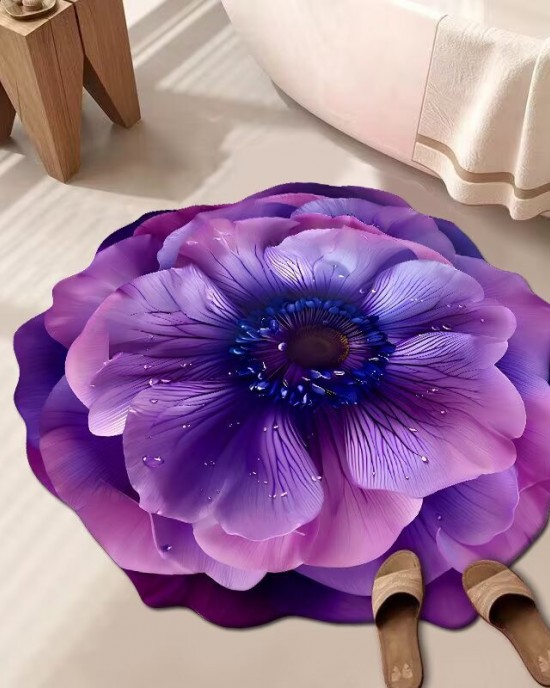 Specially shaped floral diatom mud floor mat, quick-drying, absorbent, non-slip bathroom and toilet floor mat, easy-care bedroom floor mat