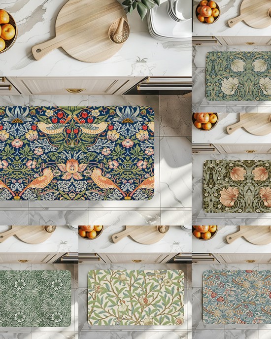 TEMU cross-border American retro floral diatom mud absorbent floor mats, quick-drying, non-slip bathroom and toilet foot mats, in stock.