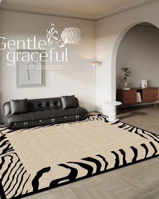 French carpets, living room coffee table and bedroom bedside black and white sofa rugs, premium luxury, stain-resistant, fragrant floor mats, in stock