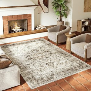 Cross-border vintage distressed Persian-style carpets, non-slip cooling mats for the bedroom balcony, stain-resistant and wear-resistant decorative mats for the living room.