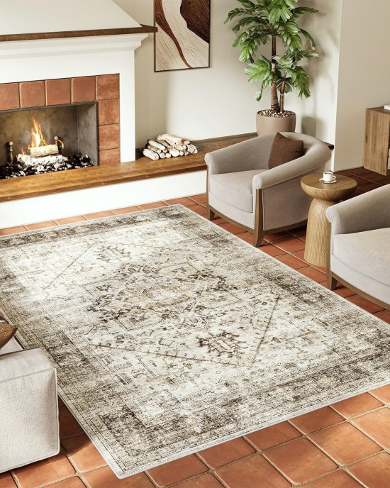Cross-border vintage distressed Persian-style carpets, non-slip cooling mats for the bedroom balcony, stain-resistant and wear-resistant decorative mats for the living room.