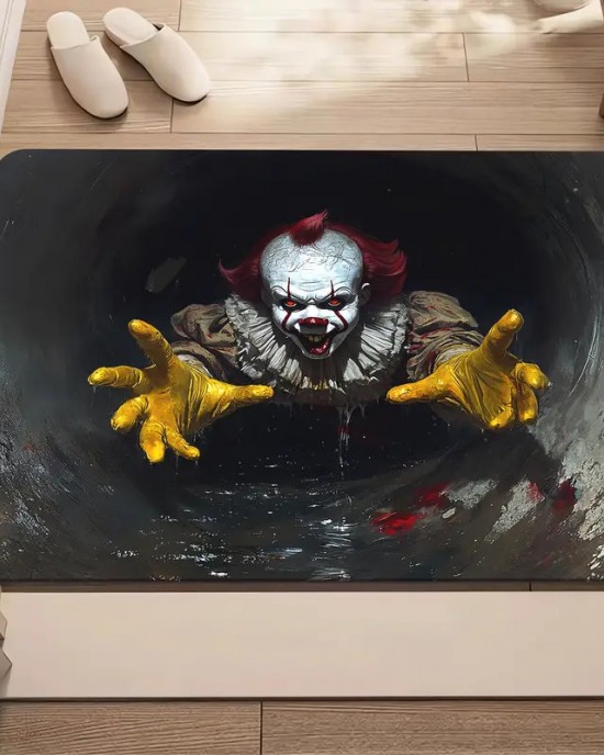 Cross-border Amazon TEMU Halloween clown series floor mat, wear-resistant, stain-resistant, and easy-care doormat for the entryway.