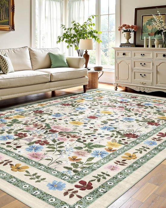 Factory Direct Bohemian American Floral Rug, Living Room Decorative Rug, Non-Slip, Wear-Resistant Coffee Table Mat