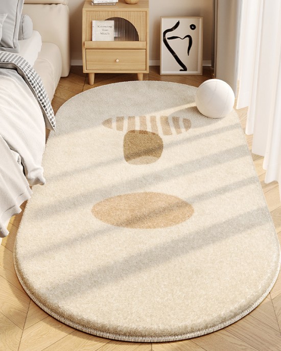 Simple striped imitation cashmere bedroom decorative non-slip rugs, thickened carpets for windowsills and bay windows In stock, available for shipping.