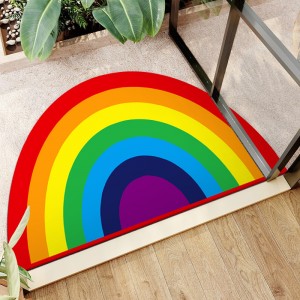 Cartoon rainbow semi-circular floor mats for home entrance doormats, stain-resistant, non-slip bathroom doormats