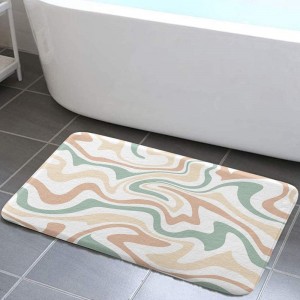 Creative striped diatom mud bathroom mat, non-slip, absorbent bathroom, foot mat, stain-resistant, easy-to-care entryway. Floor Mats