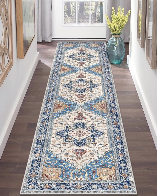 Cross-border TEMU Amazon vintage American hallway carpet, non-slip and stain-resistant, easy-care floor mat for living room and balcony