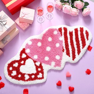 Cross-border Valentine's Day shaped faux cashmere floor mat, non-slip entrance bathroom doormat, easy-care bathroom doormat.