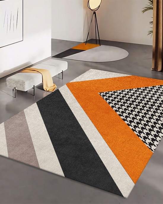 Cross-border simple geometric crystal velvet carpet for home living room decoration, easy-care wall-to-wall large sofa rug in stock