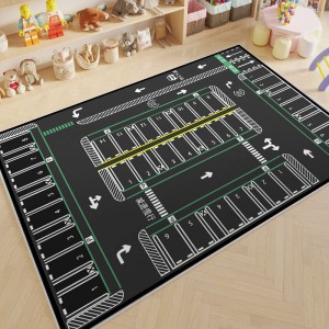Cartoon children's parking lot patterned play rug, living room decorative rug, bedroom bedside blanket, in stock for dropshipping