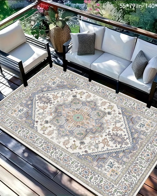 Cross-border TEMU Persian print carpet, easy-care sofa blanket for the living room, non-slip coffee table mat for the balcony.