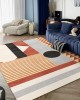 Modern geometric living room carpet, 3D printed sofa coffee table rug, horizontal wall-to-wall living room floor mat. Modern geometric living room carpet, 3D printed sofa coffee table rug, horizontal wall-to-wall living room floor mat.