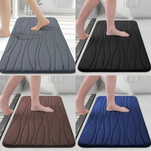 Wave-embossed coral fleece floor mats, absorbent bathroom doormats, wholesale