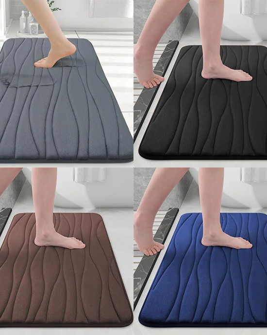 Wave-embossed coral fleece floor mats, absorbent bathroom doormats, wholesale