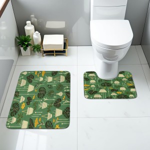 Cross-border modern minimalist diatom mud floor mat, absorbent and stain-resistant bathroom, U-shaped two-piece toilet mat set available for delivery.