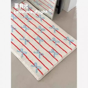 Girly bow faux cashmere floor mat, absorbent bathroom doormat, easy-care entrance doormat. Wholesale dropshipping