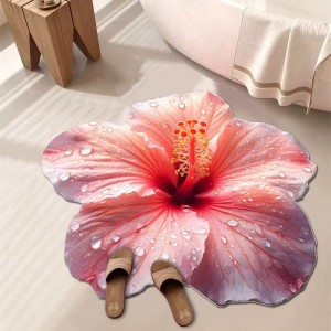 Specially shaped floral diatom mud floor mat, quick-drying, absorbent, non-slip bathroom and toilet floor mat, easy-care bedroom floor mat