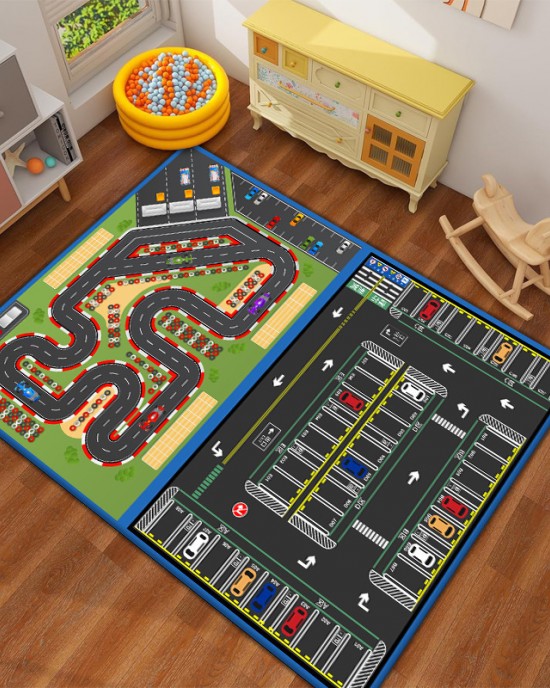 Creative cartoon educational, stain-resistant, and easy-care children's room carpet, car play mat, soundproof and cooling mat (shipping available)