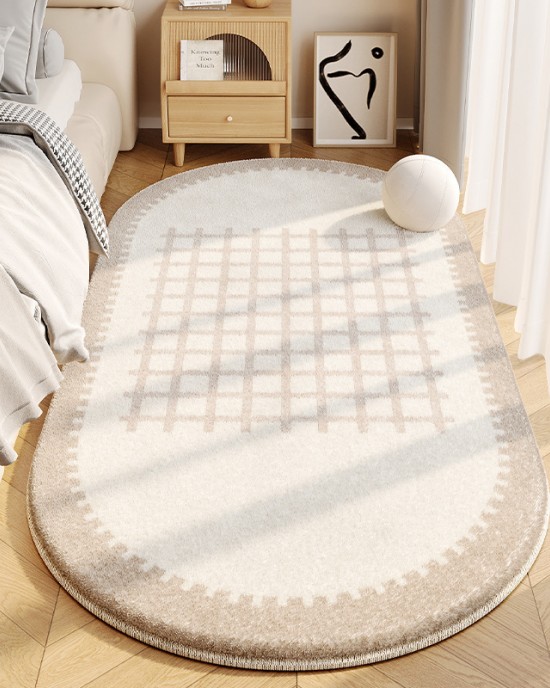 Simple striped imitation cashmere bedroom decorative non-slip rugs, thickened carpets for windowsills and bay windows In stock, available for shipping.