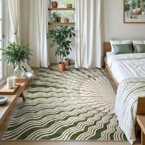 Simple line faux cashmere sun pattern bedroom decorative carpet, bedside rug, non-slip living room thickened carpet in stock.