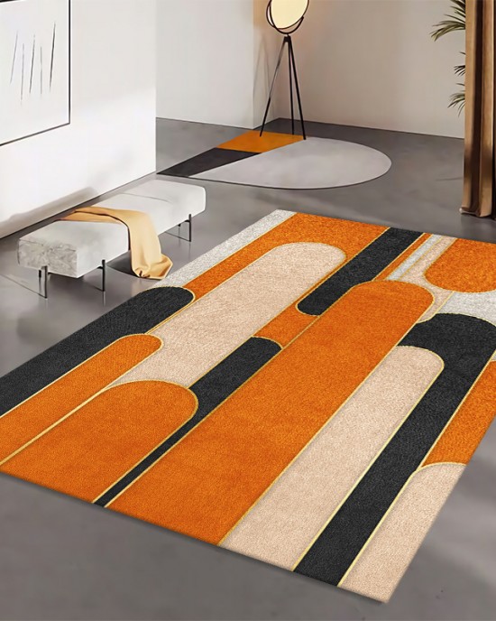 Cross-border simple geometric crystal velvet carpet for home living room decoration, easy-care wall-to-wall large sofa rug in stock