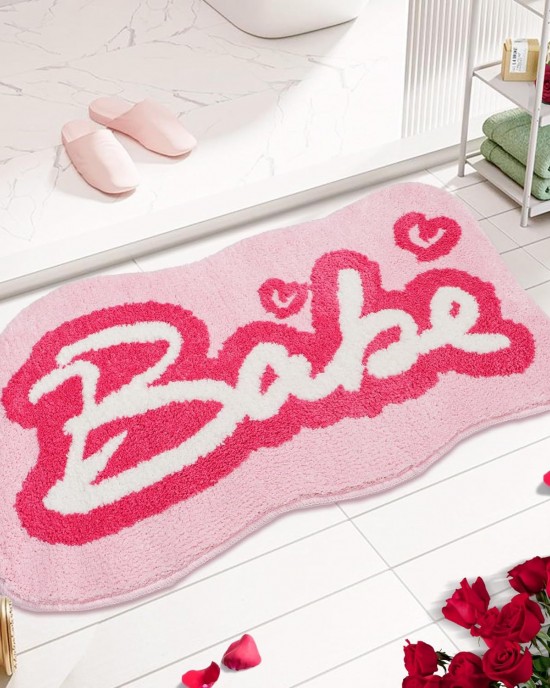 Cross-border Valentine's Day shaped faux cashmere floor mat, non-slip entrance bathroom doormat, easy-care bathroom doormat.