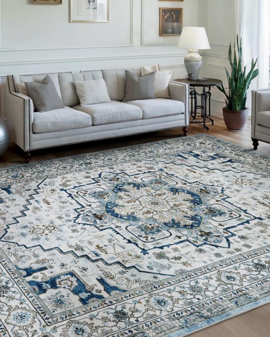 TEMU Cross-border Persian Living Room Carpet, Bedroom Stain-Resistant, Easy-Care, Dust-Resistant, Easy-Care, Bedside Decorative Blanket