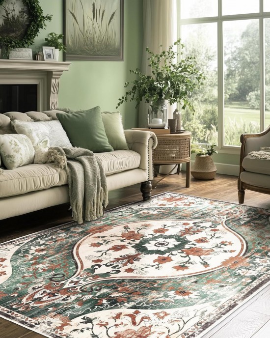 Cross-border Nordic Bohemian decorative large area rug, non-slip, stain-resistant, and wear-resistant wall-to-wall carpet for the living room