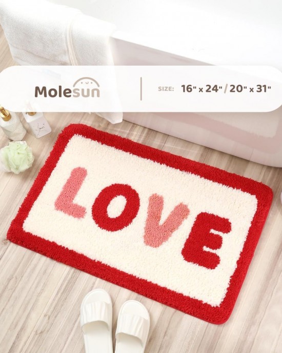 Cross-border Valentine's Day shaped faux cashmere floor mat, non-slip entrance bathroom doormat, easy-care bathroom doormat.