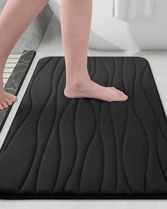 Wave-embossed coral fleece floor mats, absorbent bathroom doormats, wholesale