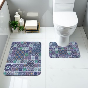 Cross-border modern minimalist diatom mud floor mat, absorbent and stain-resistant bathroom, U-shaped two-piece toilet mat set available for delivery.