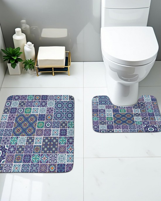 Cross-border modern minimalist diatom mud floor mat, absorbent and stain-resistant bathroom, U-shaped two-piece toilet mat set available for delivery. Cross-border modern minimalist diatom mud floor mat, absorbent and stain-resistant bathroom, U-shaped two-piece toilet mat set available for delivery.
