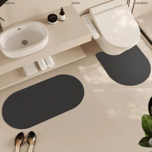 Cross-border modern minimalist solid color diatom mud carpet, absorbent and stain-resistant, household bathroom U-shaped toilet mat.